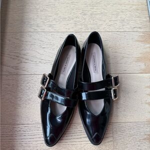 Charles & Keith Black Patent Flats with Double Buckle